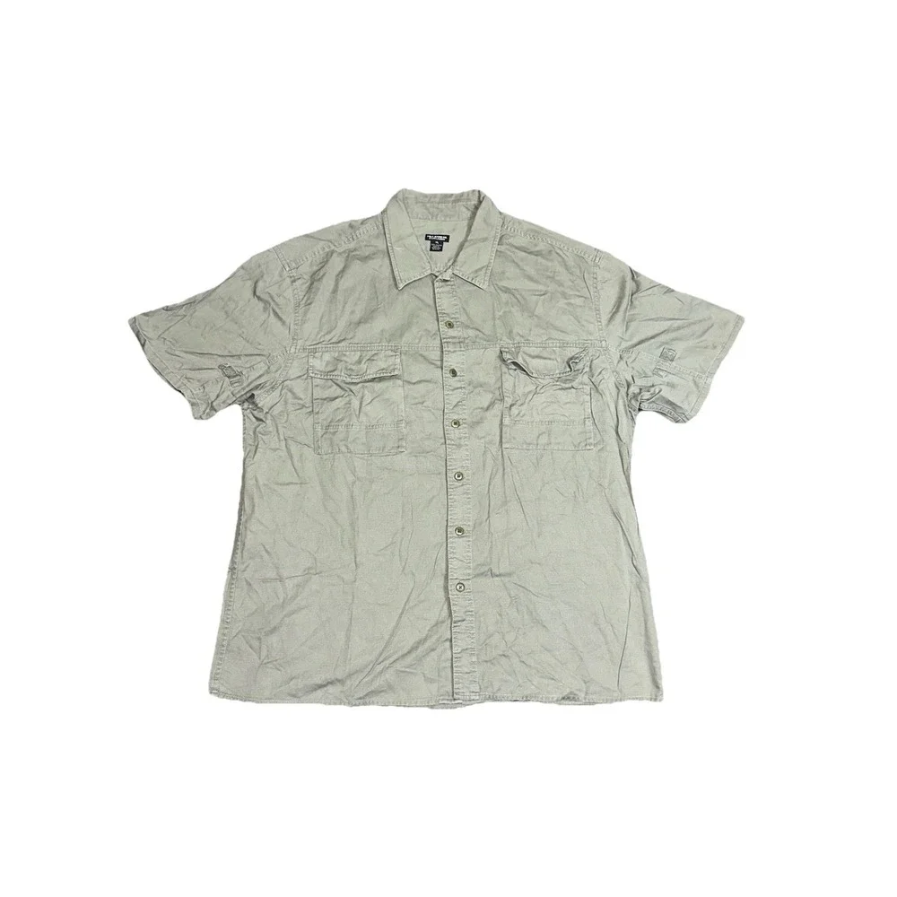 Y2k Ralph Lauren Polo Jeans Co Military Shirt Utility‎ Button Up Size XL Grey